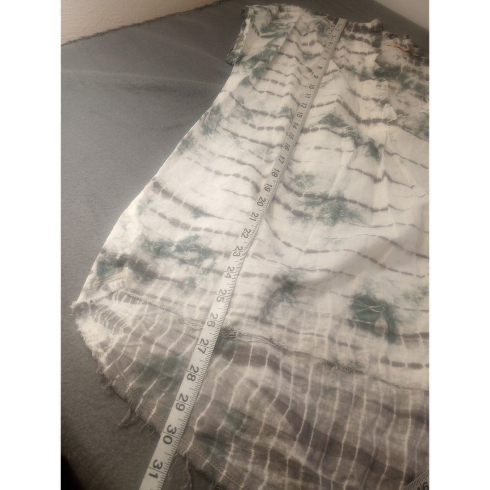 Wearable Linen Cotton Gauze Tunic Hi Low Tie Dye Raw Hem Beach Hippie Grey Blue - Picture 4 of 7